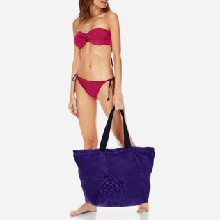 Women Bandeau Graphic - Women Bandeau Bikini Top in Terry Cloth Striped, Amethyst supp5 Women Bandeau Graphic - Women Bandeau Bikini Top in Terry Cloth Striped, Amethyst supp5