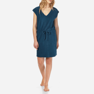 Damen Andere Uni - Kurzes Solid Frotteekleid für Damen, Gischt frontworn Damen Andere Uni - Kurzes Solid Frotteekleid für Damen, Gischt frontworn