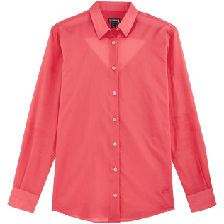Donna Altri Unita - Camicia donna in cotone tinta unita con cut-out sul retro, Ibisco front Donna Altri Unita - Camicia donna in cotone tinta unita con cut-out sul retro, Ibisco front
