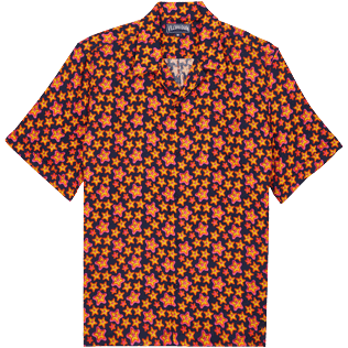 Uomo Altri Stampato - Camicia bowling uomo in lino Stars Gift, Blu marine vista frontale