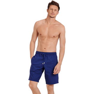 Hombre Autros Gráfico - Bermudas de algodón con estampado Rayures Corde para hombre, Azul marino frontworn Hombre Autros Gráfico - Bermudas de algodón con estampado Rayures Corde para hombre, Azul marino frontworn