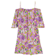 Mujer Autros Estampado - Vestido corto con hombros descubiertos y estampado Rainbow Flowers para mujer, Cyclamen vista frontal