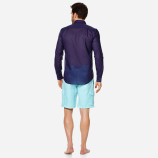 Autros Liso - Camisa en gasa de algodón de color liso unisex, Midnight blue backworn Autros Liso - Camisa en gasa de algodón de color liso unisex, Midnight blue backworn