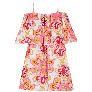 Women Others Printed - Women Off the Shoulder Short Dress Kaleidoscope, Camellia front view