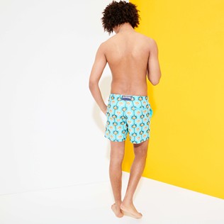 Men Classic Embroidered - Men Swim Trunks Embroidered Shell 70' - Limited Edition, Lazulii blue backworn Men Classic Embroidered - Men Swim Trunks Embroidered Shell 70' - Limited Edition, Lazulii blue backworn