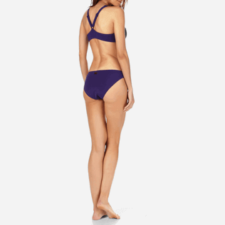 Mujer Halter Liso - Top de bikini con cierre frontal y estampado Solid Water para mujer, Amatista backworn Mujer Halter Liso - Top de bikini con cierre frontal y estampado Solid Water para mujer, Amatista backworn