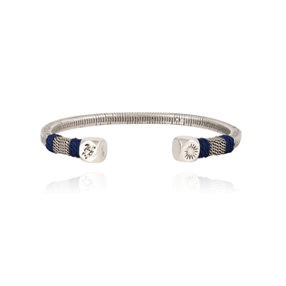Andere Uni - Versilbertes Jonc Armband für Herren – Vilebrequin x Gas Bijoux, Marineblau Vorderansicht