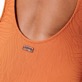 女款 One piece 纯色 - 交叉背带女式连体泳装 翎毛提花布, Terracotta 细节视图2