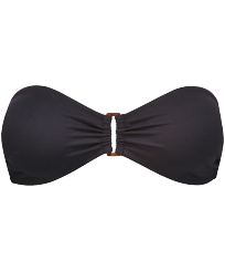 Women Bandeau Bikini Top Solid Black front view