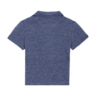 Niños Autros Liso - Polo de lino liso para niño, Dark heather blue back Niños Autros Liso - Polo de lino liso para niño, Dark heather blue back