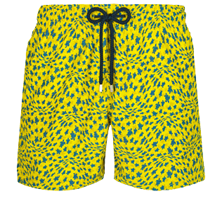 Men Classic Printed - Men Swim Trunks 2020 Micro Ronde Des Tortues Waves, Lemon front view