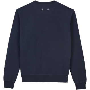 Herren Andere Bedruckt - Einfarbiges Baumwoll-Sweatshirt mit Rundhalsausschnitt für Herren, Marineblau Rückansicht