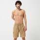 Men Others Solid - Men Linen Bermuda Shorts Natural Dye, Nuts front worn view