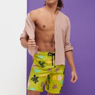 Men Long classic Printed - Men Swimwear Long Ultra-light and packable Ronde Des Tortues Multicolore, Matcha details view 4