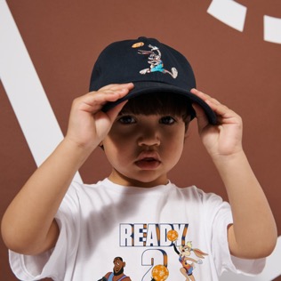 Others Printed - Kids Cap Ready 2 Jam, Navy front worn view