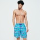 Men Short classic Printed - Men Long Ultra-light and packable Swimwear Crevettes et Poissons, Curacao front worn view