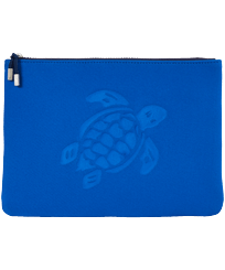 Others Printed - Zipped Turtle Beach Pouch, Sea blue front view