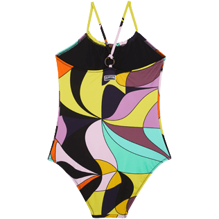 Mädchen Andere Bedruckt - 1984 Invisible Fish Badeanzug für Mädchen, Schwarz Rückansicht