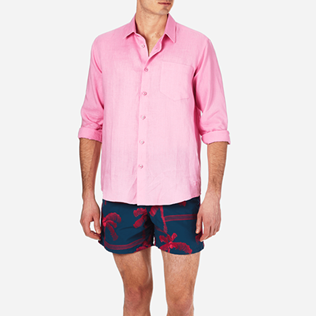 Homme AUTRES Uni - Chemise en Lin Homme Unie, Jacinthe frontworn Homme AUTRES Uni - Chemise en Lin Homme Unie, Jacinthe frontworn