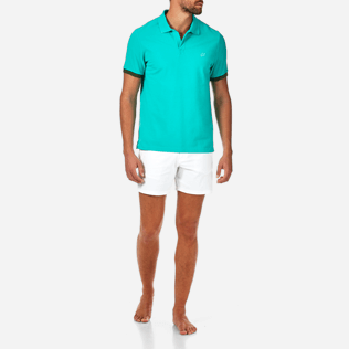 Men Polos Solid - Cotton pique polo, Veronese green frontworn Men Polos Solid - Cotton pique polo, Veronese green frontworn