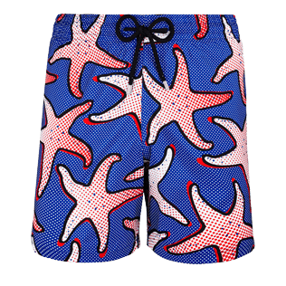 Men Classic / Moorea Printed - Men Lightweight and Packable Swimtrunks Starfish Art, Neptune blue front Men Classic / Moorea Printed - Men Lightweight and Packable Swimtrunks Starfish Art, Neptune blue front