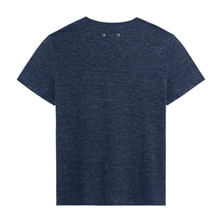 Uomo Altri Unita - T-shirt unisex in jersey di lino tinta unita, Navy heather vista posteriore