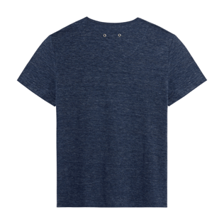 Imagen de Hombre Autros Liso - Camiseta de lino de color liso unisex, Navy heather vista trasera Imagen de Hombre Autros Liso - Camiseta de lino de color liso unisex, Navy heather vista trasera