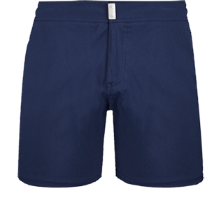 Hombre Cintura plana Liso - Bañador corto, ajustado y elástico liso para hombre, Azul marino front Hombre Cintura plana Liso - Bañador corto, ajustado y elástico liso para hombre, Azul marino front