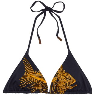 Donna Tops Stampato - Top bikini a triangolo Prehistoric Fish, Blu marine front Donna Tops Stampato - Top bikini a triangolo Prehistoric Fish, Blu marine front