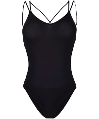 Women One-Piece Swimsuit Second Skin effect Black 正面图