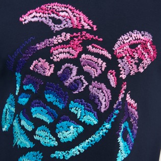 Men Others Printed - Men Cotton Sweatshirt Embroidered Turtle, Navy details view 1