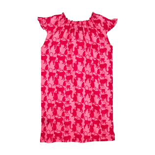 Chicas Vestido Estampado - Vestido en gasa de algodón con estampado Happy Monkeys para niña, Peony back Chicas Vestido Estampado - Vestido en gasa de algodón con estampado Happy Monkeys para niña, Peony back