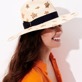 Women Others Printed - Women Straw Hat Vilebrequin x Borsalino, Sand front worn view Women Others Printed - Women Straw Hat Vilebrequin x Borsalino, Sand front worn view