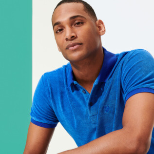 Bild von Herren Andere Uni - Solid Polohemd aus Frottee für Herren, Sea blue Details Ansicht 5 Bild von Herren Andere Uni - Solid Polohemd aus Frottee für Herren, Sea blue Details Ansicht 5