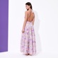Damen Andere Bedruckt - Langes Rainbow Flowers Kleid aus Baumwolle für Damen, Cyclamen Details Ansicht 1