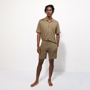 Men Others Solid - Unisex Linen Bermuda Shorts Solid, Pepper heather details view 1