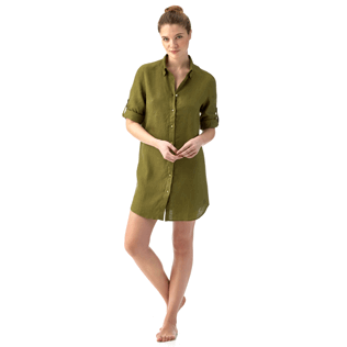 Donna Altri Unita - Camicia lunga in lino, Cachi supp3 Donna Altri Unita - Camicia lunga in lino, Cachi supp3