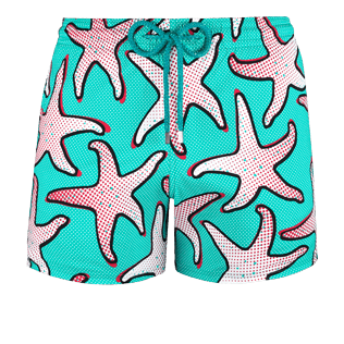 Men Classic / Moorea Printed - Men Stretch Swimwear Starfish Art, Veronese green front Men Classic / Moorea Printed - Men Stretch Swimwear Starfish Art, Veronese green front