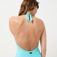 Damen Fitted Uni - Plumes Jacquard-Badeanzug mit Nackenträger für Damen, Lazulii blue Details Ansicht 2