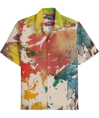 Camicia bowling uomo in lino Gra - Vilebrequin x John M Armleder Multicolore vista frontale