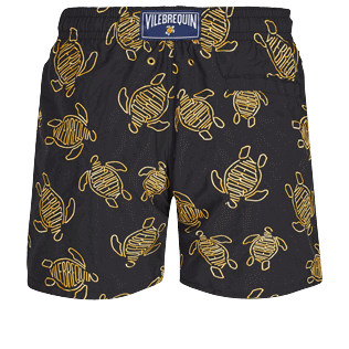 Picture of Men Classic Embroidered - Men Swim Trunks Vilebrequin Turtles, Black back view Picture of Men Classic Embroidered - Men Swim Trunks Vilebrequin Turtles, Black back view