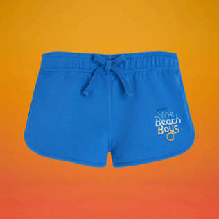 Mädchen Shorty Bedruckt - Shorts mit Logostickerei in Ombré-Optik für Mädchen – Vilebrequin x The Beach Boys, Earthenware Vorderansicht