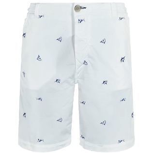 Hombre Autros Estampado - Bermudas tipo pantalones chinos para hombre con bordado del motivo 2009 Les Requins, Blanco front Hombre Autros Estampado - Bermudas tipo pantalones chinos para hombre con bordado del motivo 2009 Les Requins, Blanco front