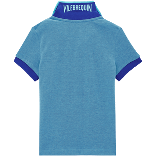 Jungen Andere Uni - Solid Polohemd aus Baumwollpikee mit changierendem Effekt für Jungen, Aquamarin blau Rückansicht