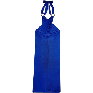 Mujer Autros Liso - Pareo de punto de lino liso para mujer, Azul neptuno back Mujer Autros Liso - Pareo de punto de lino liso para mujer, Azul neptuno back