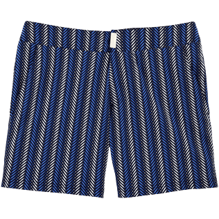 Men Fitted Printed - V Fish Fitted cut Swim shorts, Navy front Men Fitted Printed - V Fish Fitted cut Swim shorts, Navy front