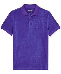 Men Others Solid - Men Terry Polo Shirt Solid, Purple blue front view