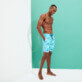 Men Long classic Printed - Men Long Swim Trunks Ronde des Tortues Indies, Lazulii blue details view 1