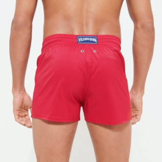 Men Others Solid - Men Swim Trunks Short and Fitted Stretch Solid, Burgundy back worn view