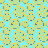AUTRES Imprimé - Serviette de plage Turtles Smiley - Vilebrequin x Smiley®, Bleu lazuli imprimé